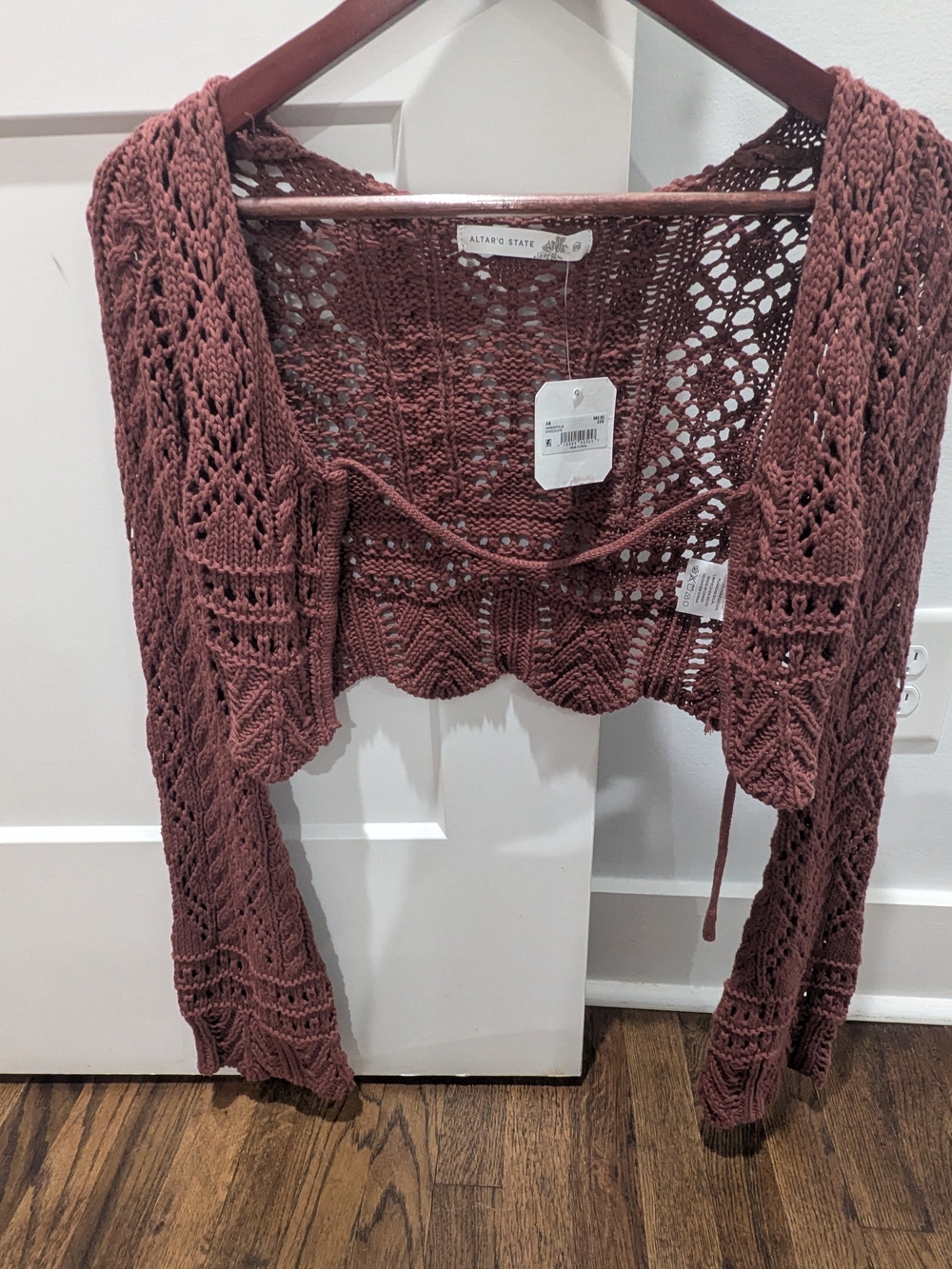 Altar'd State Mauve Knit Cropped Sweater